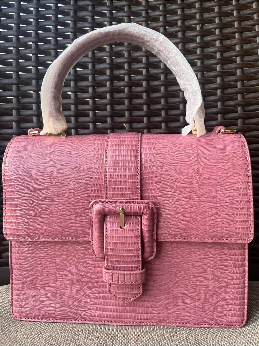 NWT Brahmin MINI FRANCINE in PINK ALL OVER LIZARD Bag